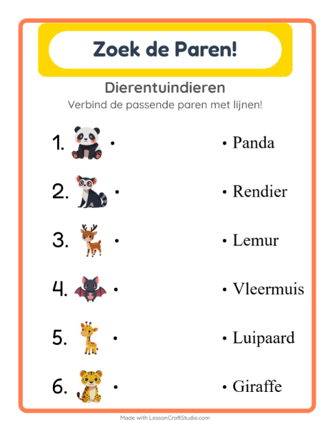 Woordjes lezen – Dierentuindieren