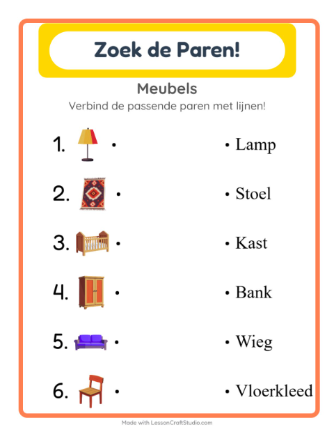 Woordjes lezen – Meubels