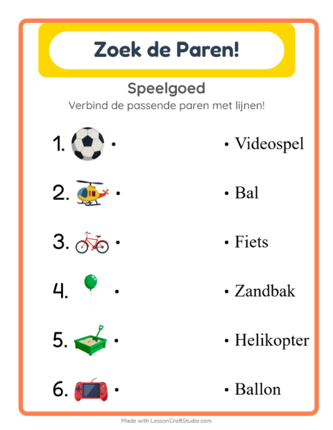 Voorbeeld van Woordjes lezen met speelgoedjes – werkblad voor groep 3