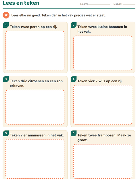 Voorbeeld van het Lees en doe-werkblad met In de supermarkt voor groep 3