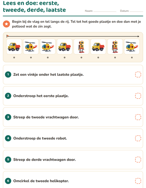 Voorbeeld van het Lees en doe-werkblad met Speelgoed voor groep 3