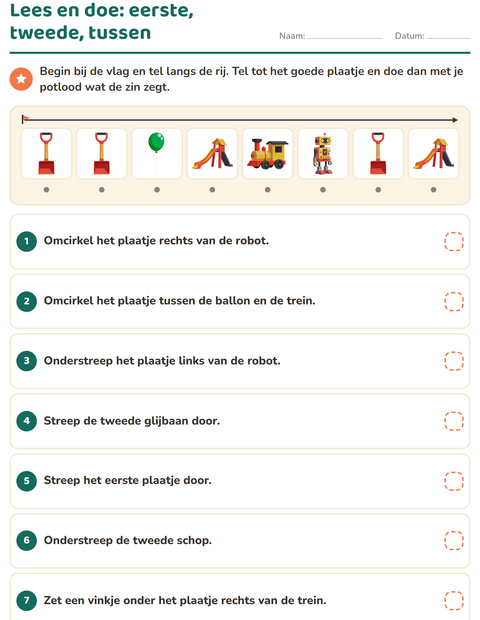 Voorbeeld van het Lees en doe-werkblad met Speelgoed voor groep 3