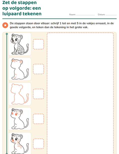 Voorbeeld van het Leren tekenen-werkblad voor groep 3