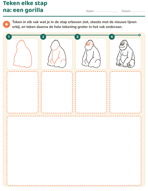 Voorbeeld van het Leren tekenen-werkblad voor groep 3