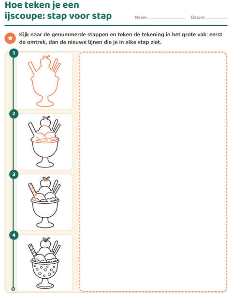Voorbeeld van het Leren tekenen-werkblad voor kleuterklas