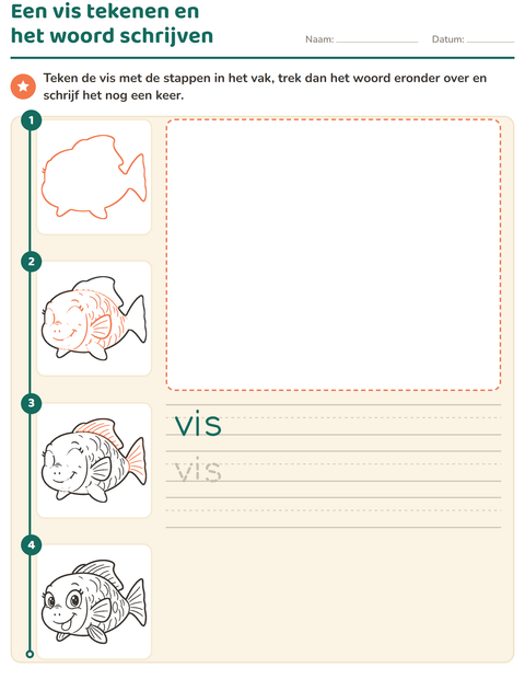 Voorbeeld van het Leren tekenen-werkblad voor kleuterklas