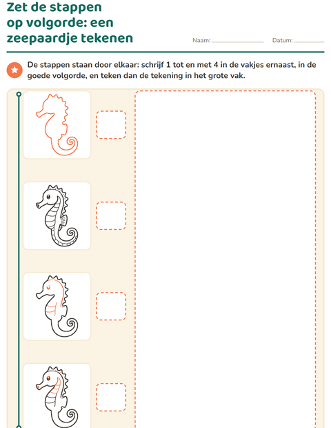 Voorbeeld van het Leren tekenen-werkblad voor groep 3