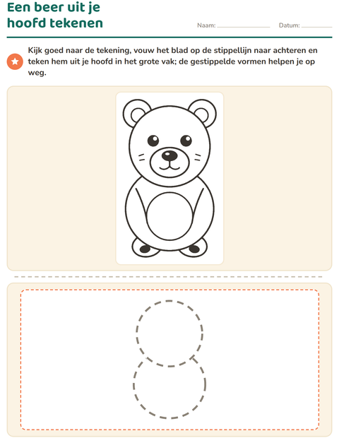 Voorbeeld van het Leren tekenen-werkblad voor groep 4