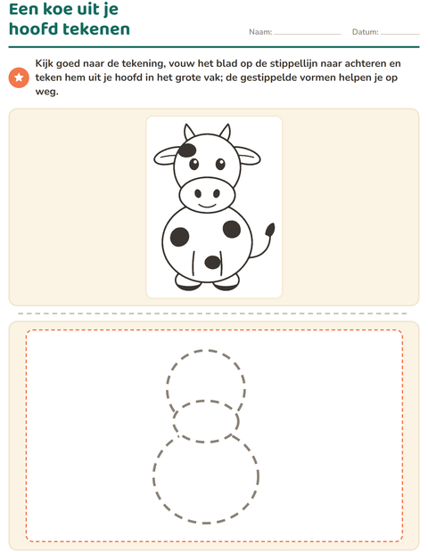 Voorbeeld van het Leren tekenen-werkblad voor groep 4