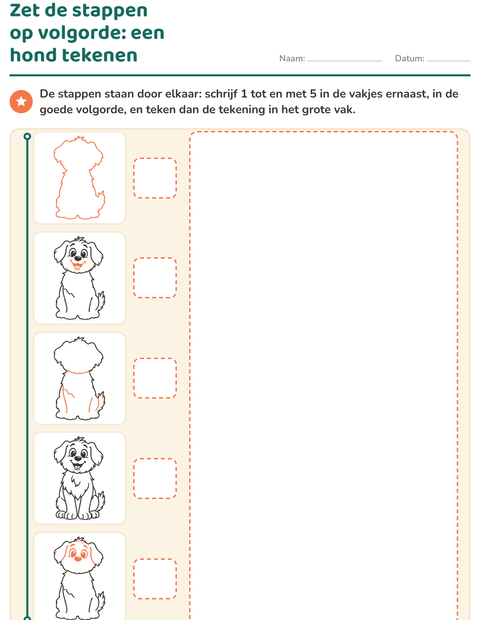 Voorbeeld van het Leren tekenen-werkblad voor groep 3