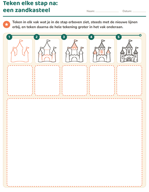 Voorbeeld van het Leren tekenen-werkblad voor groep 3