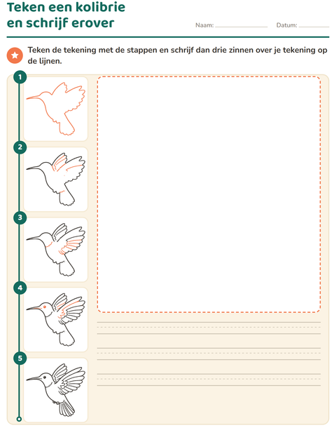 Voorbeeld van het Leren tekenen-werkblad voor groep 4