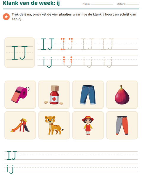 Voorbeeld van het Letter van de week-werkblad voor groep 3