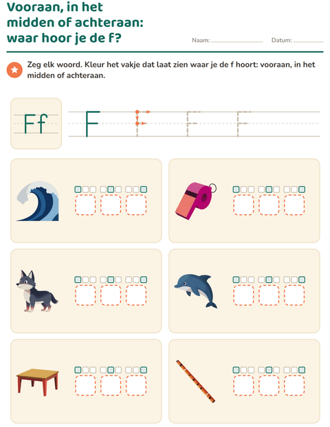 Voorbeeld van het Letter van de week-werkblad voor kleuterklas