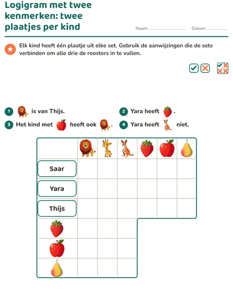 Voorbeeld van het Logigrammen-werkblad met Dierentuindieren voor groep 5