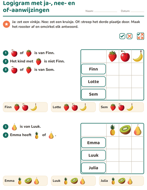 Logigram met ja-, nee- en of-aanwijzingen
