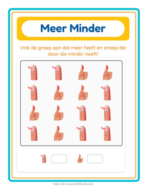 Voorbeeld van het Meer Of Minder-werkblad met Lichaamsdelen voor peuterklas
