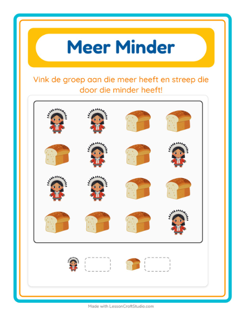 Voorbeeld van het Meer Of Minder-werkblad met Thanksgiving voor peuterklas