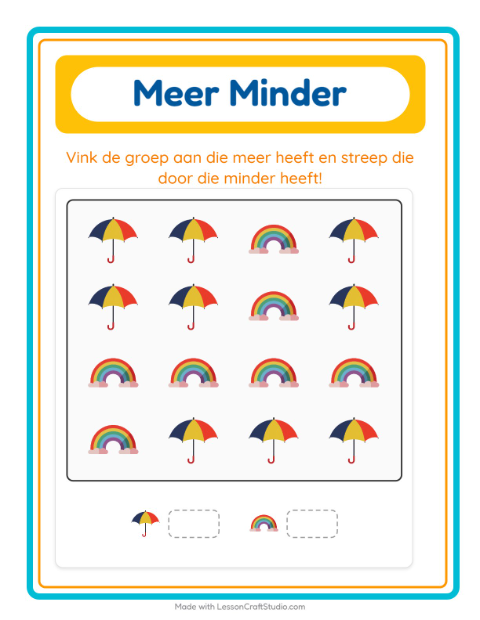 Voorbeeld van het Meer Of Minder-werkblad met Weer voor peuterklas