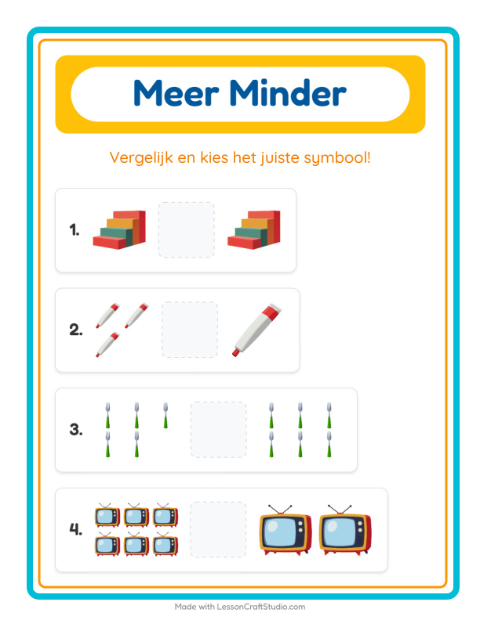 Voorbeeld van het Meer Of Minder-werkblad met Rond het huis voor peuterklas