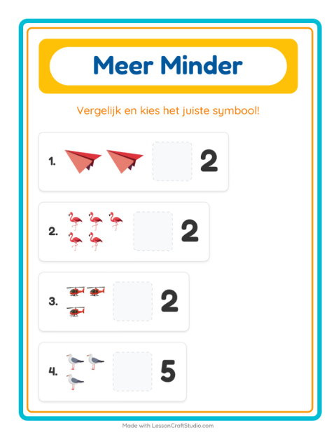 Voorbeeld van het Meer Of Minder-werkblad met Dingen die vliegen voor peuterklas