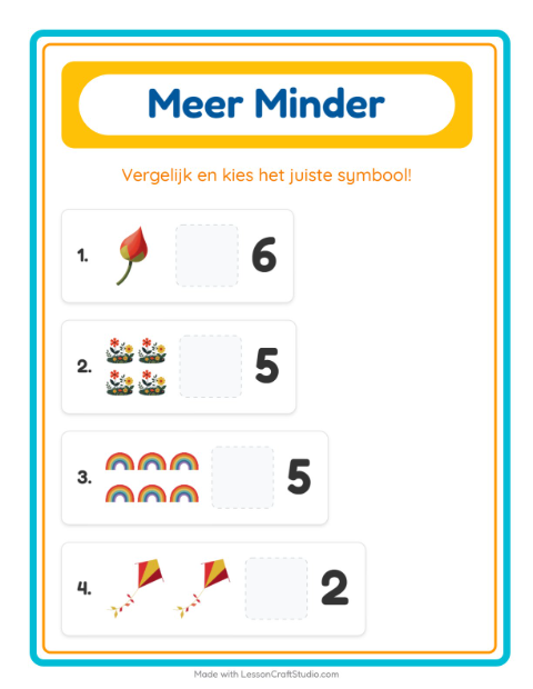 Voorbeeld van het Meer Of Minder-werkblad met Lente voor peuterklas
