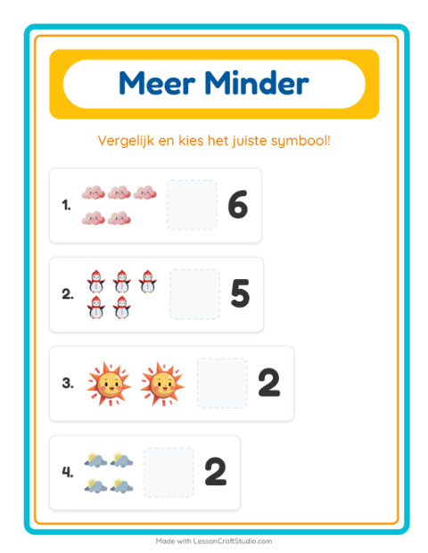 Voorbeeld van het Meer Of Minder-werkblad met Weer voor peuterklas