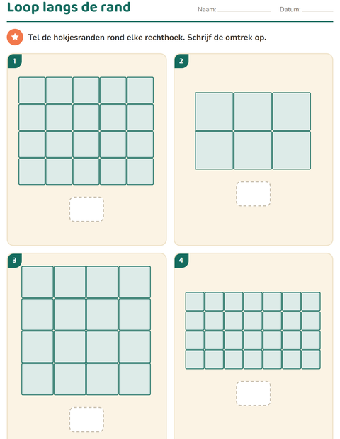 Voorbeeld van het Meetkunde-werkblad voor groep 5