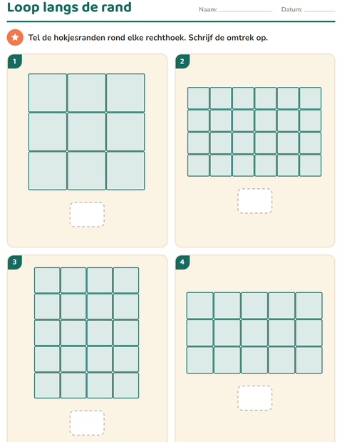 Voorbeeld van het Meetkunde-werkblad voor groep 5