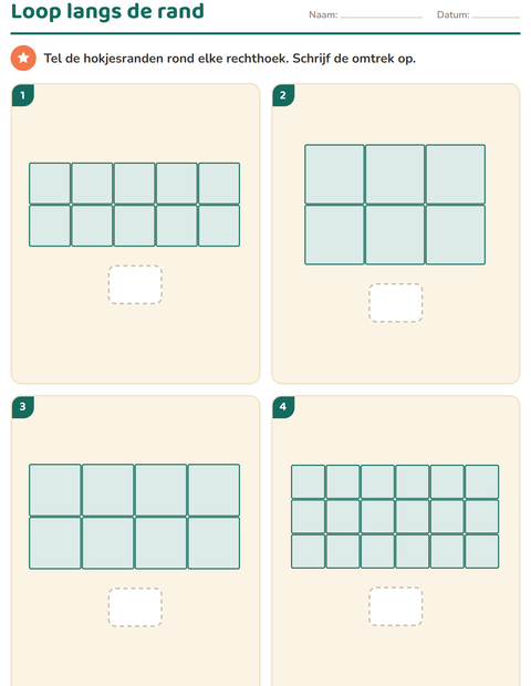 Voorbeeld van het Meetkunde-werkblad voor groep 5