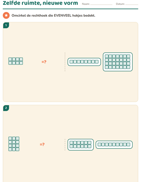 Voorbeeld van het Meetkunde-werkblad voor groep 5