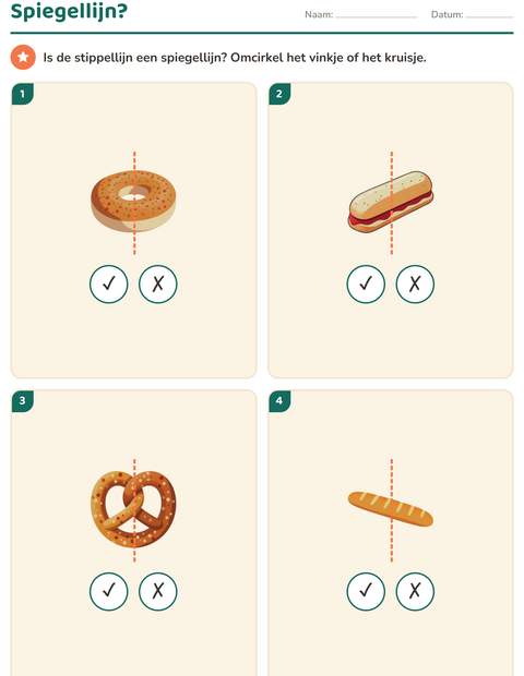 Voorbeeld van het Meetkunde-werkblad met Bakkerij voor groep 4