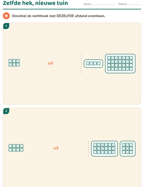 Voorbeeld van het Meetkunde-werkblad voor groep 5