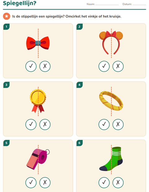 Voorbeeld van het Meetkunde-werkblad met Accessoires voor groep 4