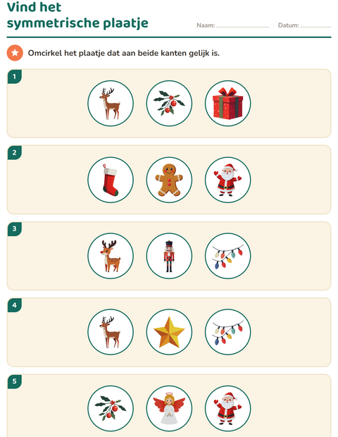 Voorbeeld van het Meetkunde-werkblad met Kerstmis voor groep 4