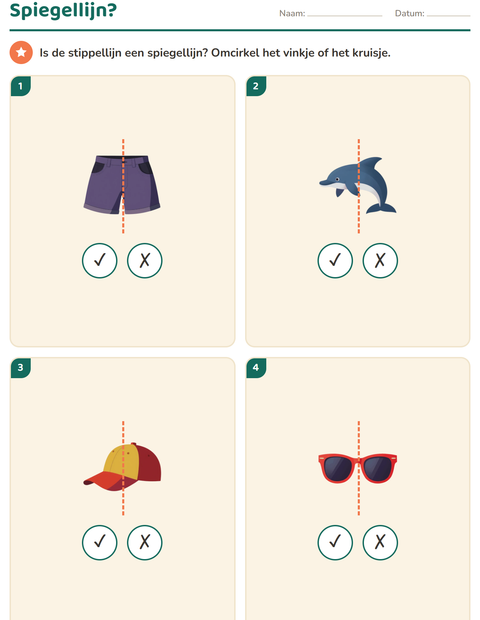 Voorbeeld van het Meetkunde-werkblad met Zomer voor groep 4