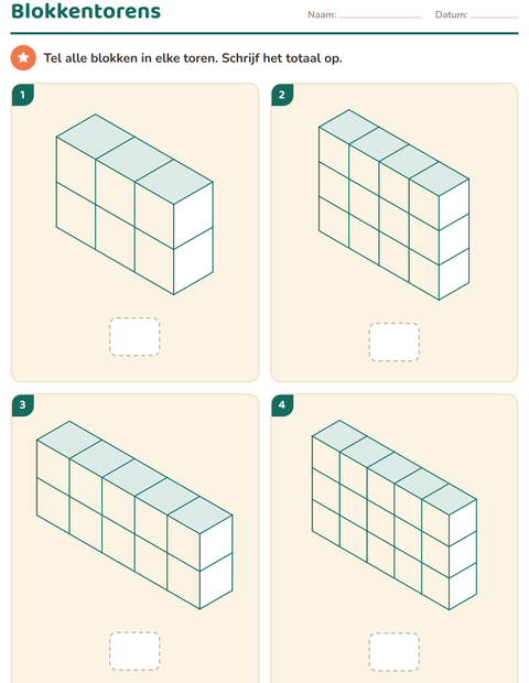 Voorbeeld van het Meten-werkblad voor groep 5