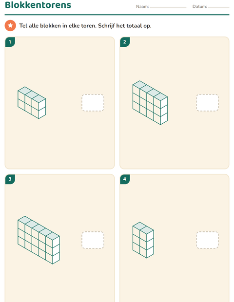 Voorbeeld van het Meten-werkblad voor groep 5