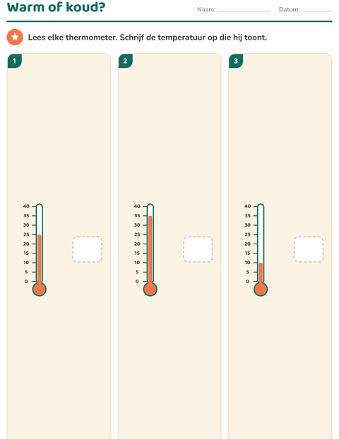 Temperatuur en inhoud vergelijken – werkbladen groep 5 — 3