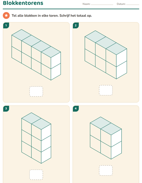 Voorbeeld van het Meten-werkblad voor groep 5