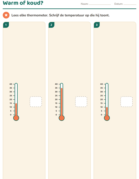 Temperatuur en inhoud vergelijken – werkbladen groep 5 — 5
