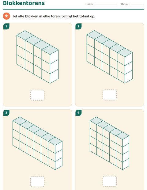 Voorbeeld van het Meten-werkblad voor groep 5