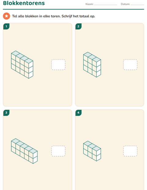 Voorbeeld van het Meten-werkblad voor groep 5