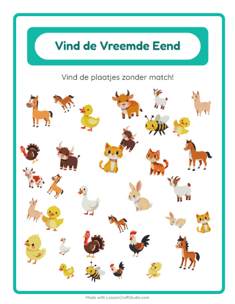Welke hoort er niet bij – Boerderijdieren