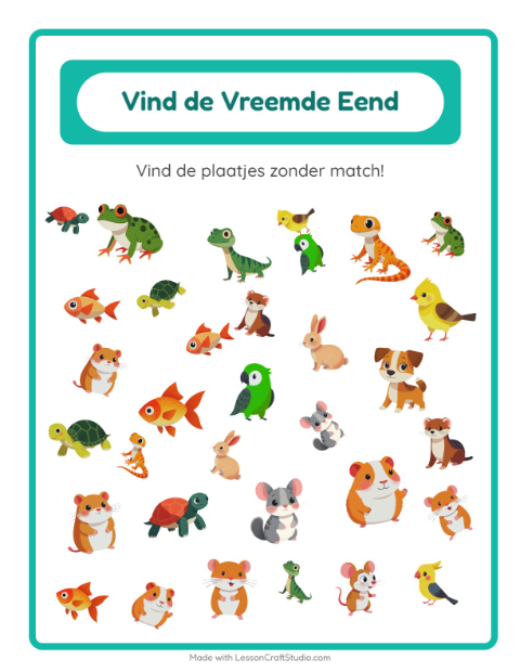 Welke hoort er niet bij – Huisdieren
