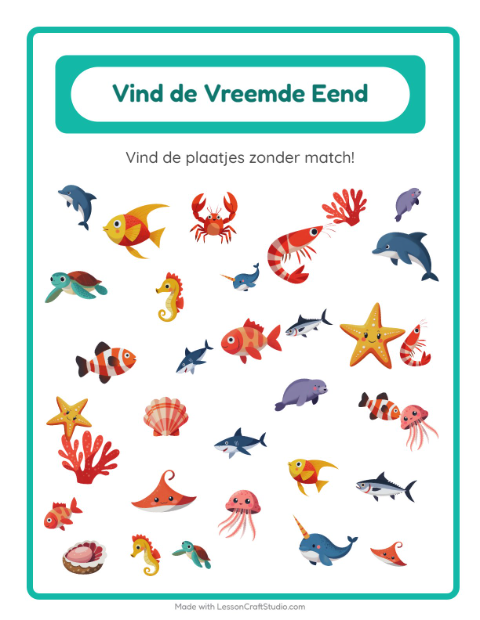 Welke hoort er niet bij – Oceaanleven