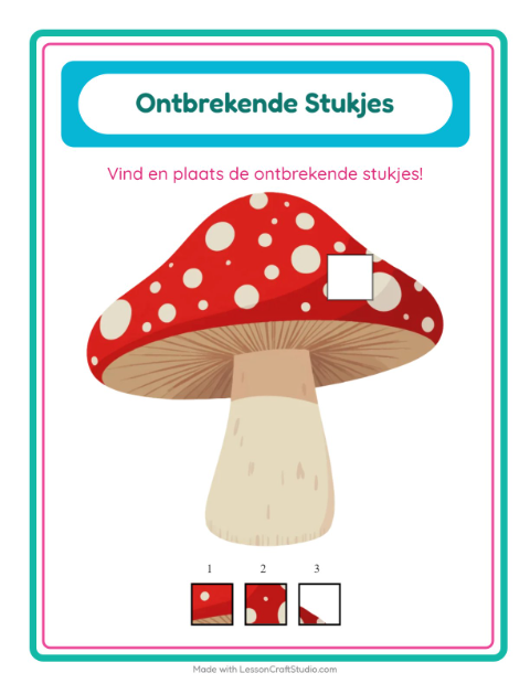 Voorbeeld van het Ontbrekende Stukken-werkblad met Groenten voor kleuterklas
