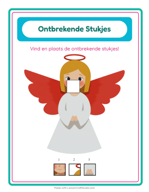 Voorbeeld van het Ontbrekende Stukken-werkblad met Kerstmis voor kleuterklas