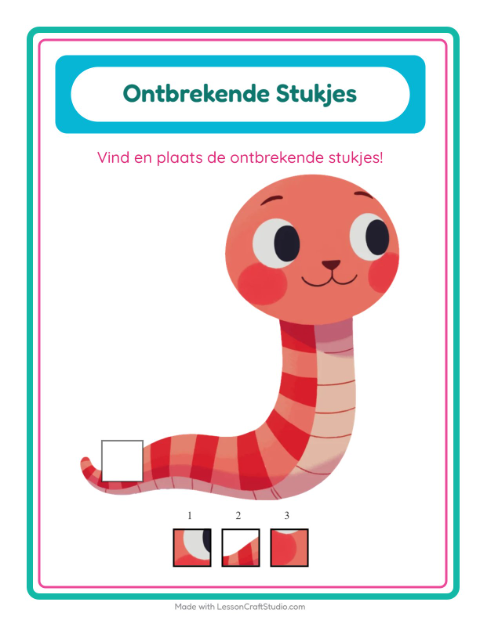 Voorbeeld van het Ontbrekende Stukken-werkblad met Lente voor kleuterklas