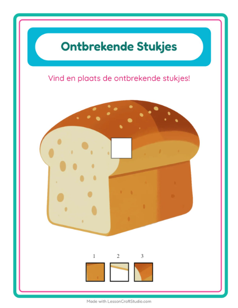 Voorbeeld van het Ontbrekende Stukken-werkblad met Thanksgiving voor kleuterklas
